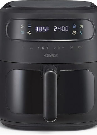 CRUX x Marshmello 8.0 QT Digital Air Fryer with TurboCrisp Technology, Touch Screen Temperature Control, Timer and Auto Shut-off, Fully Programmable, Silicone Liner Included, Black