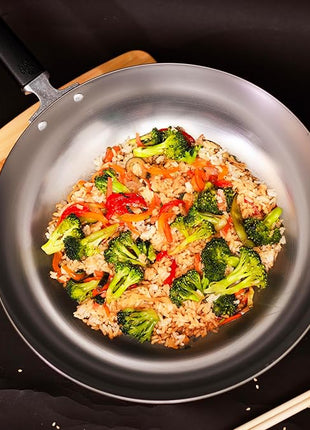 JOYCE CHEN Professional Series 12-Inch Carbon Steel Stir Fry Pan with Phenolic Handle