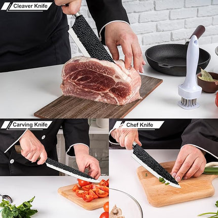 Numola 6 Pieces Black Professional Chef Knife Set, BBQ Meat Knives for Cooking, Forged Kitchen Knife with High Carbon Stainless Steel Cutlery Ergonomic Design Handle with Box for Couples Gift