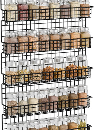 X-cosrack Spice Rack Organizer, 5-Tier Wall Spice Rack, Stackable Hanging Spice Jars Storage Racks, Great for Kitchen and Pantry, Up to Storage 48 Jars(Patent No.:D909138S)