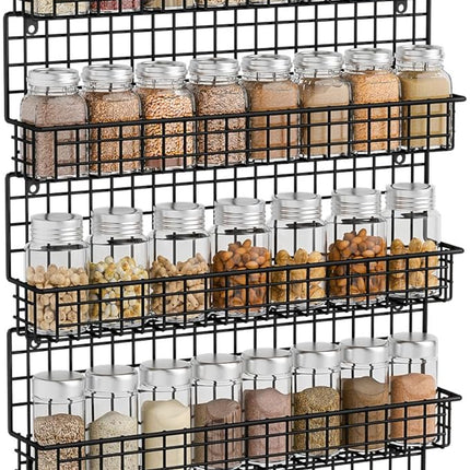 X-cosrack Spice Rack Organizer, 5-Tier Wall Spice Rack, Stackable Hanging Spice Jars Storage Racks, Great for Kitchen and Pantry, Up to Storage 48 Jars(Patent No.:D909138S)