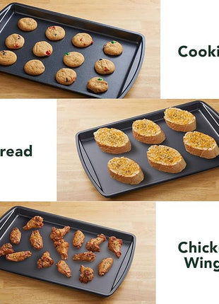 Nifty Cookie & Baking Sheets (Set of 3) – Non-Stick Coated Steel, Dishwasher Safe, Oven Safe up to 450 Degrees, includes Large/Med/Small Pans
