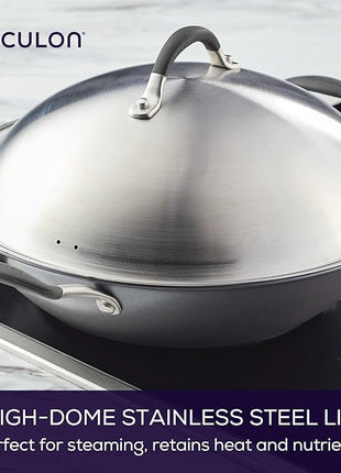 Circulon A1 Series with ScratchDefense Technology Nonstick Induction Wok with Lid, 14 Inch, Graphite