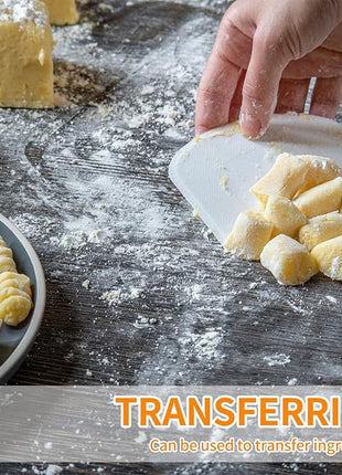 ALLTOP Bowl Spatula & Bench Scraper,Flexible Plastic Multipurpose Kitchen Pastry Cutter Tool,Food Scrappers for Bread Dough Baking Cake Fondant Icing,Set of 2 Pieces - White,Green