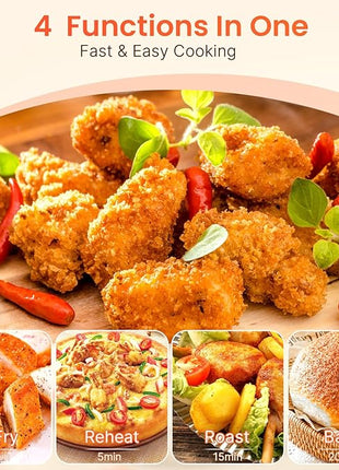 Small Compact Air Fryer, 2.1QT, 4-in-1 Small Mini Airfryer, Bake, Roast, Reheat, 98% Less Oil, Adjustable Temperature Control w/ 60min Timer, Quiet, Nonstick & Dishwasher Safe Basket, BPA-Free, Red