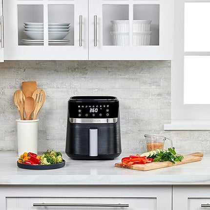 BLACK+DECKER Purifry 4QT Air Fryer, Timer with Auto Shut-off and Shake Reminder, Digital LED Touchscreen and 9 Presets, 1300W up to 400 F, Dishwasher Safe Parts