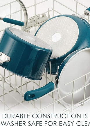 Rachael Ray Create Delicious Nonstick Saute/All Purpose Pan with Lid, 3 Quart - Teal Shimmer, teal shimmer blue
