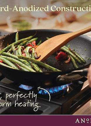 Anolon Smart Stack Hard Anodized Nonstick Frying Pan Set/ Skillet Set - 10 Inch and 12 Inch, Black
