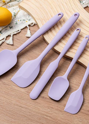 Silicone Spatula Set, 5 Piece Food Grade Rubber Spatulas for Baking, Cooking, and Mixing High Heat Resistant Non Stick Dishwasher Safe BPA-Free (Lavender)
