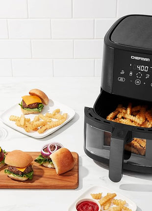 Chefman TurboTouch Easy View Air Fryer, The Most Convenient And Healthy Way To Cook Oil-Free, Watch Food Cook To Crispy And Low-Calorie Finish Through Convenient Window, 5 Qt