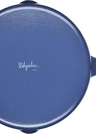 Ayesha Curry Kitchenware Enameled Cast Iron Skillet/Frying Pan with Helper Handle and Pour Spouts, 12 Inch - Anchor Blue