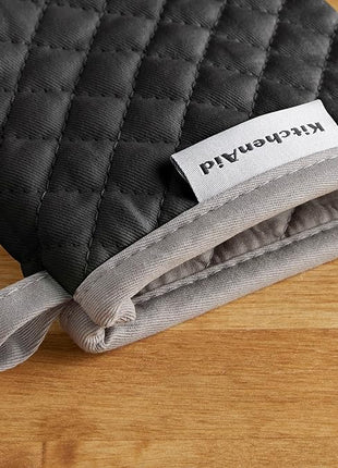 KitchenAid Asteroid Mini Oven Mitt Set, 5.5"x8", Black, 2 Piece