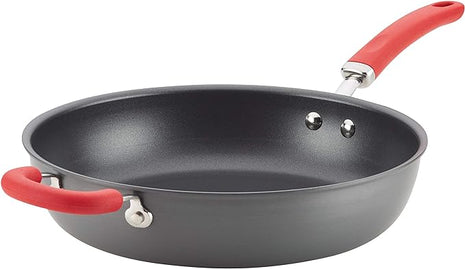 Rachael Ray Create Delicious Deep Hard Anodized Nonstick Frying Pan / Fry Pan / Hard Anodized Skillet - 12.5 Inch, Gray