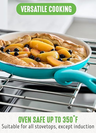 GreenLife Non Stick Fry Pan Set (7" & 10"), Non-Toxic PFAS-Free Ceramic Skillets, Dishwasher & Oven Safe, Egg Omelet Frying Pans, Stay- Cool Handles, Kitchen Home Cooking Essentials, Caribbean Blue