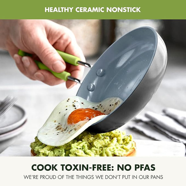 GreenPan Mini Healthy Ceramic Nonstick, 5" Round Egg Pan, PFAS-Free, Dishwasher Safe, Stay Cool Handle, Black