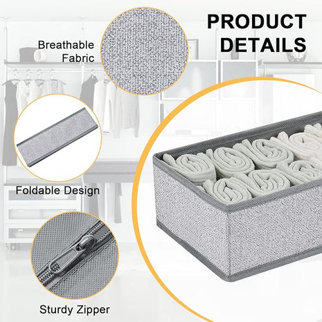 DIMJ Drawer Organizer Clothes, Dresser Organizer For Nursery, Bedroom, Closet, Baby Clothes Organizer and Storage, Foldable Fabric Drawer Dividers for Baby Socks, Belt, Tie (4 Pack, Blended)