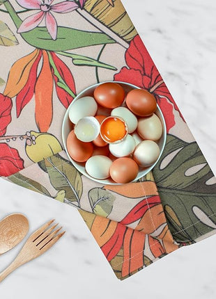 Urban Villa Kitchen Towels Set of 6 Hibiscus Print Kitchen Towels 20X30 Inches 100% Cotton Highly Absorbent Kitchen Towels Premium Quality Ultra Soft Mitered Corners KitchenTowels