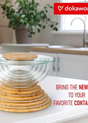 Glass Mixing Bowls Bamboo Lids - Lids are compatible with all Glass Mixing Bowls Set