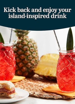 Libbey Tiki Pineapple Glasses Set, Tiki Glasses for Cocktails, Ideal Tiki Bar Set of 4