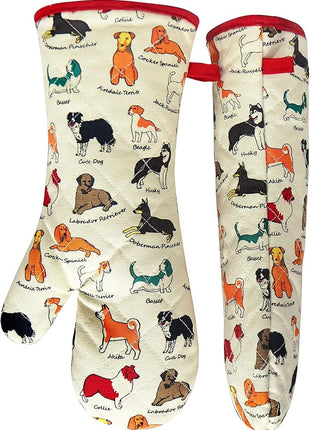 Oven Mitts Cotton Fashion Cute Dog Design 1pair Heat Resistant Oven Gloves Safe Cooking Baking Grilling Barbecue Machine Washable Pot Holders (Oven Mitts Dog Flower)