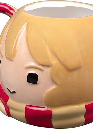 Harry Potter Hermione Granger Coffee Mug, 24 oz - Cute Chibi Design with Gryffindor Scarf Handle - Officially Licensed - Book & Movie Gift for Kids, Teens, Adults