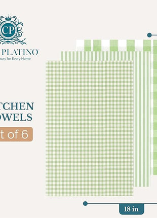 Casa Platino Kitchen Towels Cotton and Kitchen Dish Towels – Soft Cotton Set of 8 with Coordinated Patterns – Inviting Tones for Baking and Everyday Spills – Sage Green