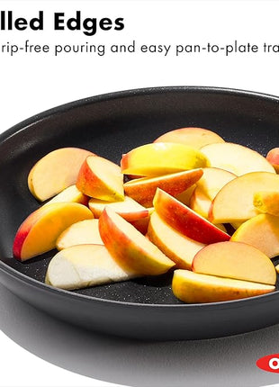 OXO Enhanced 10" Frying Pan Skillet, PFAS-Free Ceramic Nonstick, Durable Hard Anodized Cookware, Scratch Resistant, Stainless Steel Handle, Good Grips, Dishwasher Safe, Oven safe, Black