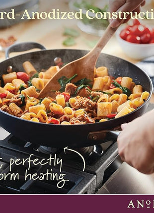 Anolon Advanced Home Hard Anodized Nonstick Frying/Saute/All Purpose Pan with Lid and Helper Handle, 12 Inch, Moonstone Dark Gray