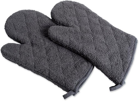 DII Basic Terry Collection 100% Cotton Quilted, Oven Mitt, Mineral Gray, 2 Piece