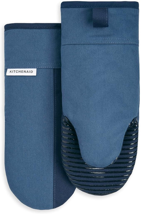 KitchenAid Beacon Two-Tone Non-Slip Oven Mitt Set, Navy/Ink, 5.75"x13", 2 Piece