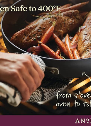 Anolon Advanced Home Hard Anodized Nonstick Sauté Pan with Helper Handle and Lid, 5 Quart - Moonstone