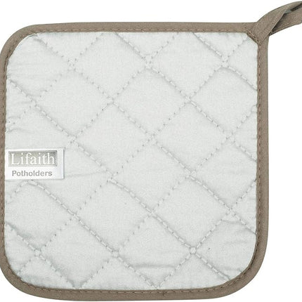 100% Cotton Kitchen Everyday Basic Terry Pot Holder Heat Resistant Coaster Potholder for Cooking and Baking Set of 5 Brown