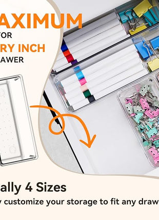 Criusia Utensil Drawer Organizer for Kitchen, 8 Pack Silverware Organizer Utensil Holder, Clear Plastic Drawer Dividers for Flatware, Cutlery, Kitchen Gadgets Accessories, Organizador de Cocina