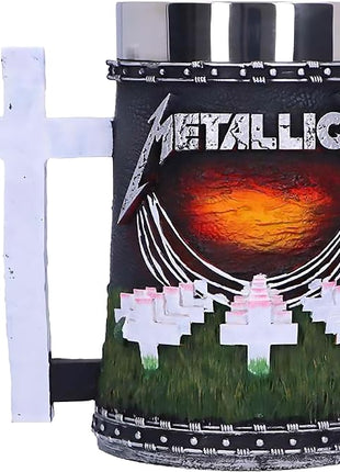 Nemesis Now Metallica Master of Puppets Tankard, Hand-Painted Resin, Officially Licensed Metal Album Art, Stainless Steel Insert, 15.5cm