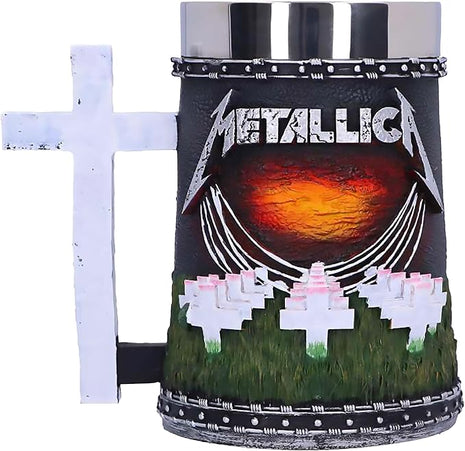 Nemesis Now Metallica Master of Puppets Tankard, Hand-Painted Resin, Officially Licensed Metal Album Art, Stainless Steel Insert, 15.5cm