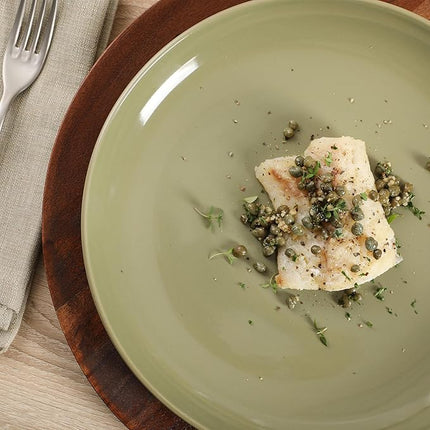 Gibson Home Rockaway 12 Piece Plates and Bowls Matte Outside/Shiny Inside Glaze Service for 4 Dinnerware Set - Green - Dishwasher and Microwave Safe