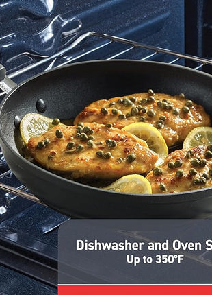 T-fal Advanced Nonstick Cookware Set 12 Piece, Oven Broiler Safe 350F, Kitchen Cooking Set W/Fry Pans, Saucepans, Deep Saute, Dutch Oven & Kitchen Utensils, Pots and Pans, Dishwasher Safe, Black