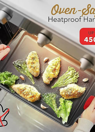 Baking Sheet Set, 3-Piece Cookie Sheet Set with Silicone Handles, Steel Baking Pans Set, Durable Baking Sheets for Oven, BPA Free Cookie Sheets for Baking Nonstick Set, Sheet Pan - Black Baking Pan