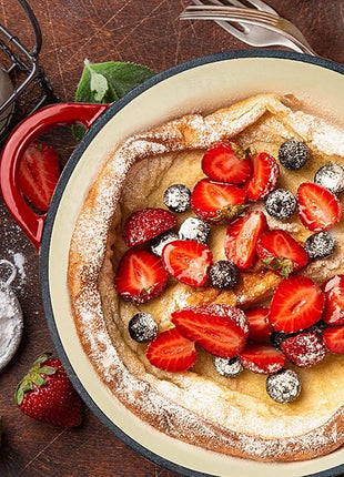 Miereirl 4.5 Quart Enameled Dutch Oven Pot with Lid, Cast Iron Dutch Oven with Dual Handles for Bread Baking, Cooking, Non-stick Enamel Coated Cookware (Red)