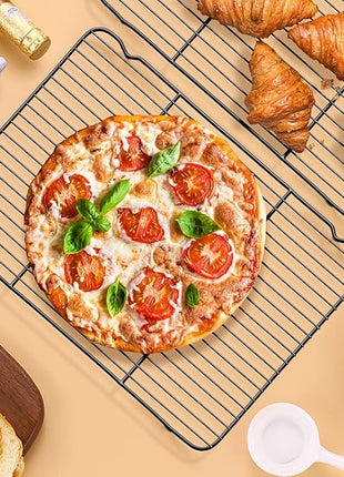 P&P CHEF Cooling Baking Rack Pack of 2, Stainless Steel Cooling Racks for Cooking Baking Roasting Grilling Drying, Dense Wires & Smooth Edge, Easy to clean, Black, 16.6" x 11.5"