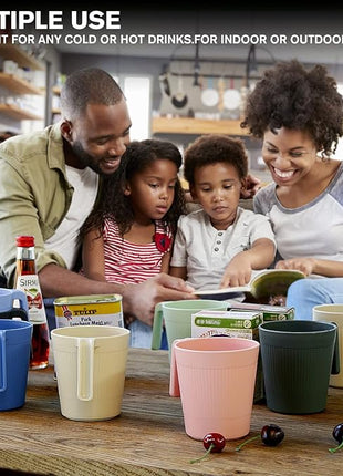 shopwithgreen Coffee Mugs Set of 8, Plastic Coffee Cups Set, 17 OZ Unbreakable Coffee Mugs with Handle Reusable Camping/Dorm/RV Drinking Cups for Adults/Kids Microwave & Dishwasher Safe