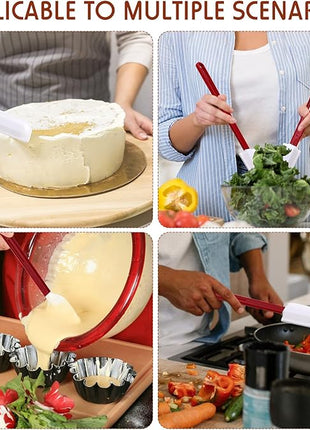 Norme 4 Pcs High Temp Silicone Spatulas Heat Resistant Rubber Spatula Commercial Silicone Scraper with Handle for Kitchen Cook Baking Mixing Utensil, Dishwasher Safe (10 Inch,14 Inch)