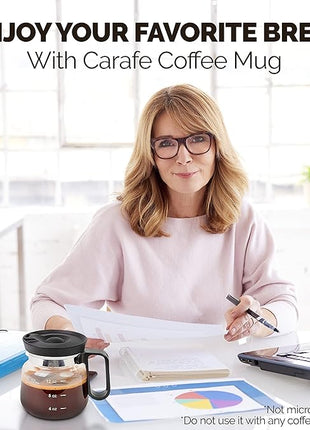 16 oz Coffee Pot Shaped Mug, Funny Drink Cup for Coffee Lovers. Cute Novelty Flat Bottom Carafe With Handle. Gifts For Co-workers, Friends, Birthdays - Unique Beverage Mugs for Men and Women