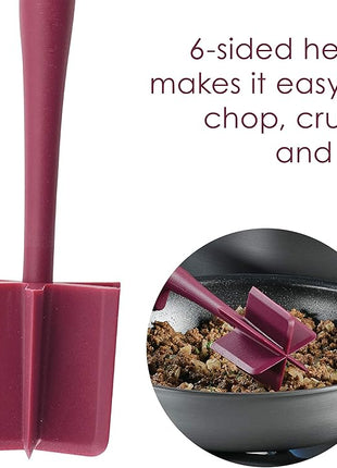 Rachael Ray Tools and Gadgets Lazy Crush & Chop, Flexi Turner, and Scraping Spoon Set / Cooking Utensils - 3 Piece, Burgundy Red