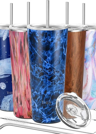 THILY Tumbler Stainless Steel Coffee Cup 26 oz Triple-Insulated Wide Mouth Travel Mug with Splash-Proof Lid, for Iced Drinks and Hot Beverage Smoothies Cup, Abysmal Sea