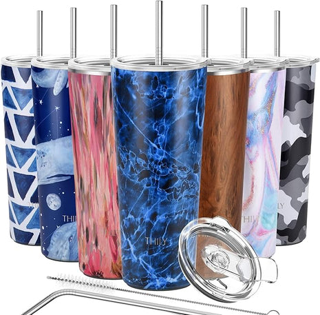 THILY Tumbler Stainless Steel Coffee Cup 26 oz Triple-Insulated Wide Mouth Travel Mug with Splash-Proof Lid, for Iced Drinks and Hot Beverage Smoothies Cup, Abysmal Sea