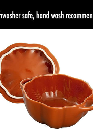 STAUB 0.5-qt Petite Ceramic, Oven & Stove Safe up to 572°F, Pumpkin Dish, Baking , Candy Dish, Burnt Orange