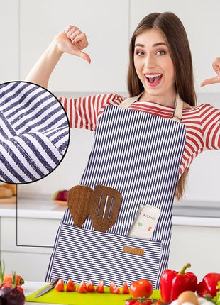 2 Pack Adjustable Bib Apron with 2 Pockets Chef Cooking Kitchen Restaurant Aprons for Women Men