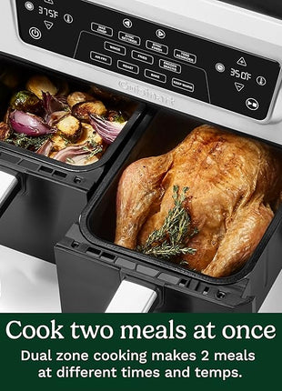 Cuisinart Dual Basket Air Fryer, 2-4.25 QT Baskets, Total 8.5 QT, 4 Functions Air Fry, Roast, Bake and Keep Warm, Features Sync Finish and Sync Settings, Toss Reminder, Auto Warm Mode and Auto-Pause