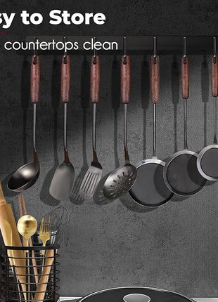 MARTE Kitchen Cooking Utensils Set with Utensil Holder, 8 Pcs Kitchen Serving Tool,18/10 Stainless Steel Cooking Spatula Set,Spatula,Soup Ladle, Skimmer Spoon,Slotted Tunner,Fine Mesh Food Strainer